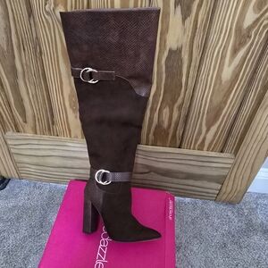 Shoe Dazzle Brown Over the Knee Boots